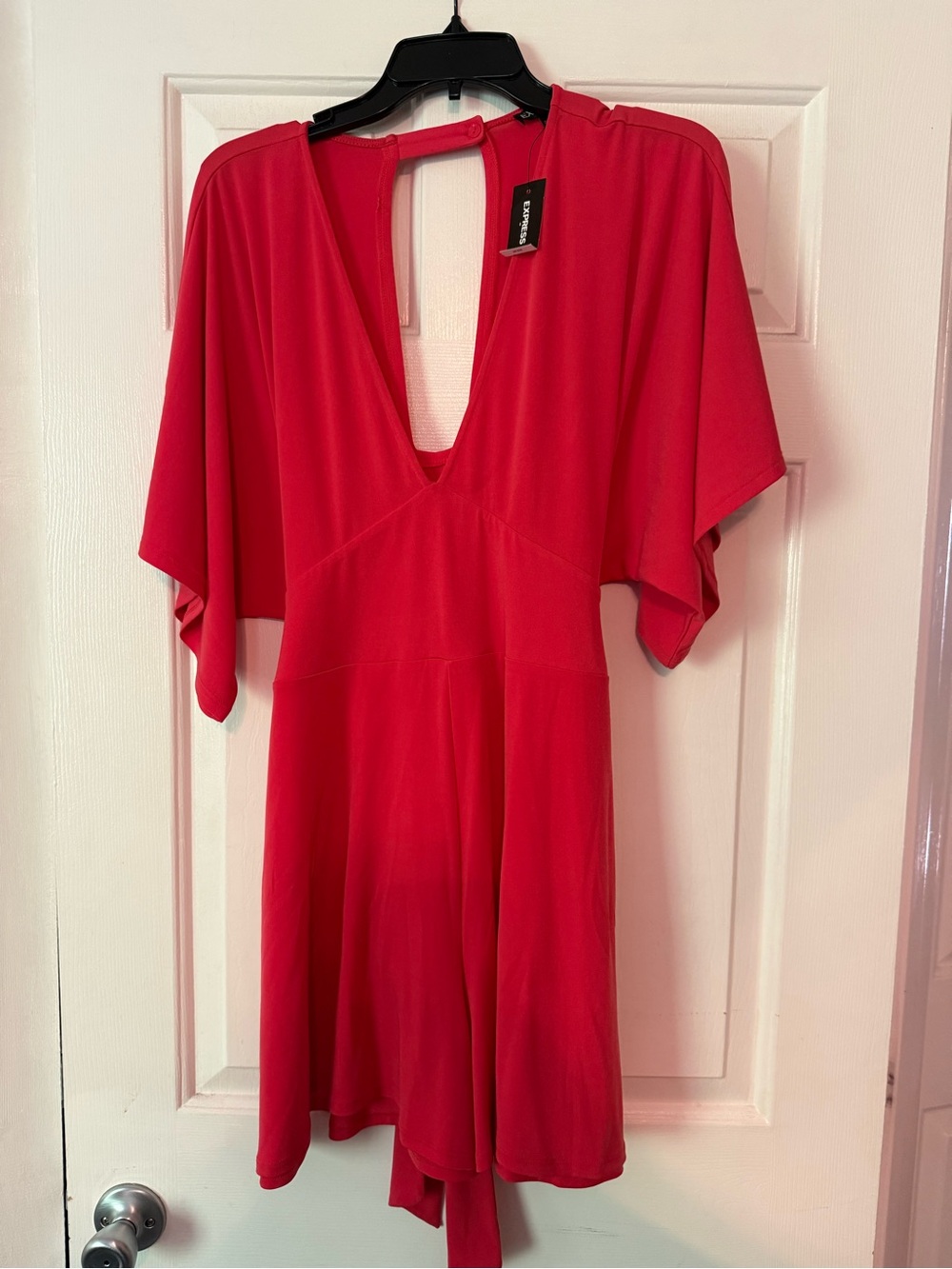 V-Neck Flutter Sleeve Romper - Express